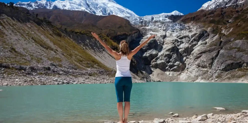 Meditating in Nepal Himalayas
