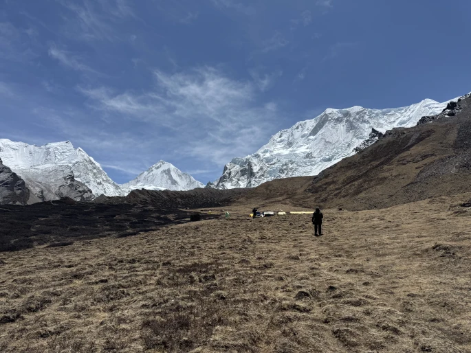 Himlung Base Camp with panoramic views of Himlung Himal, Nemjung, and Gyaji Kang in the Nar Phu Valley