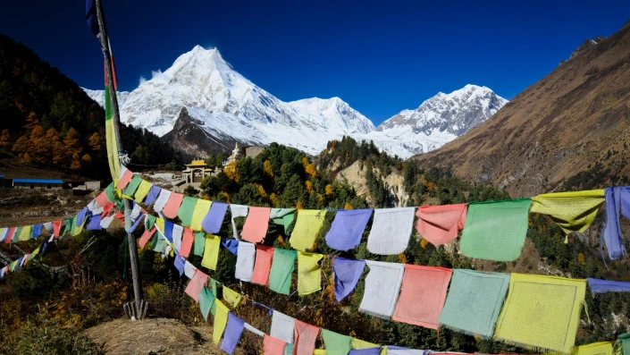 Mount Manaslu and Samagaun