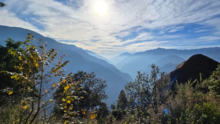 Soft rolling green hills seen during Langtang Trek